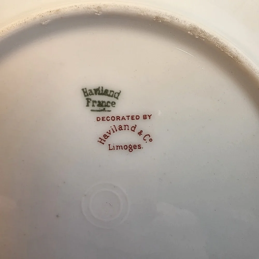Antique Haviland France Limoges Autumn Leaf Saucers & Bread Plate Schleiger‎ 196